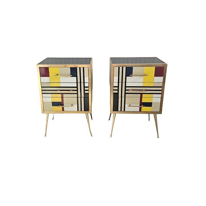 Glass Bedside Tables, 1980s, Set Of 2