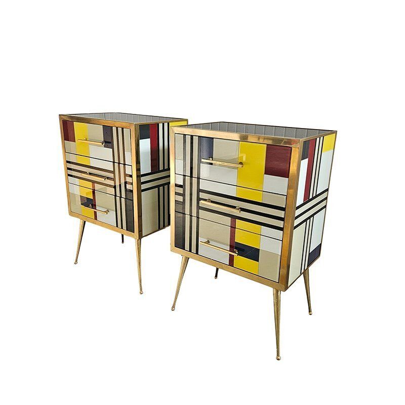 Glass Bedside Tables, 1980s, Set Of 2 photo for sale