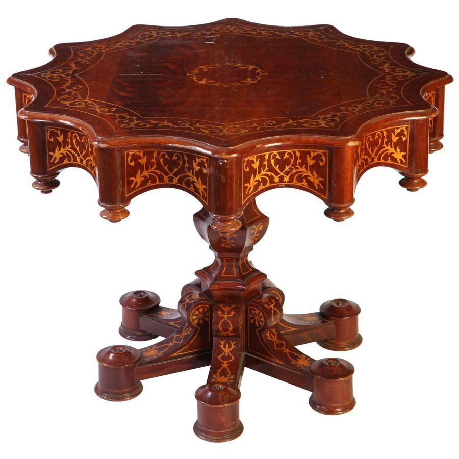 19th Century Italian Inlaid Center Table, 1840s