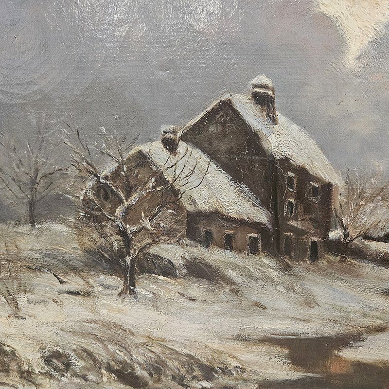 Snowy Landscape, 1960s, Oil On Canvas photo Art