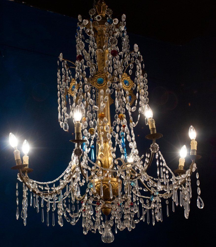Antique Italian Giltwood And Crystal Chandelier, 1760 photo 20514.0