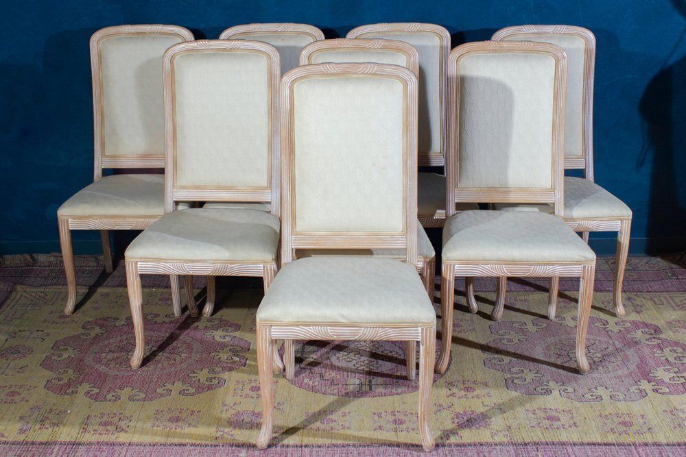 Italian White Decape Wood Chairs, 1970s, Set Of 8 photo furniture