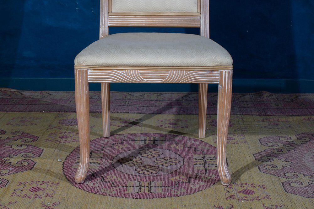 Furniture Italian White Decape Wood Chairs, 1970s, Set Of 8 photo