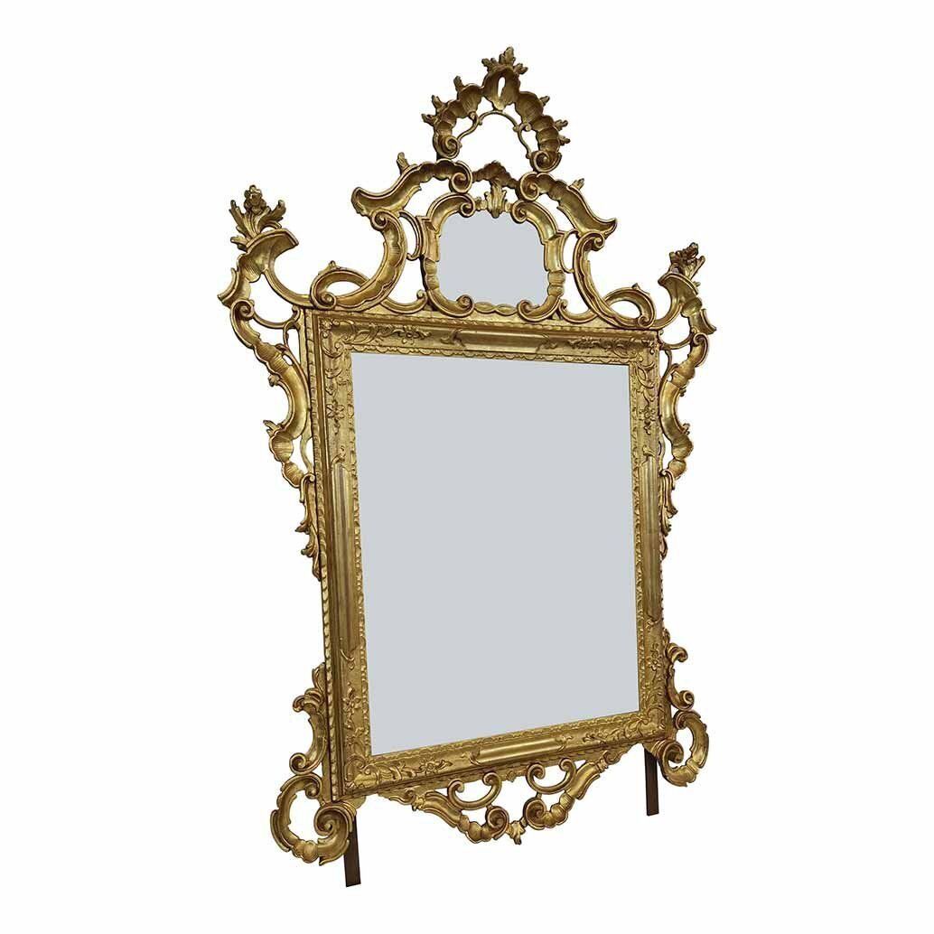 Large Louis XV Mirror In Carved And Gilded Wood, 1940s photo for sale