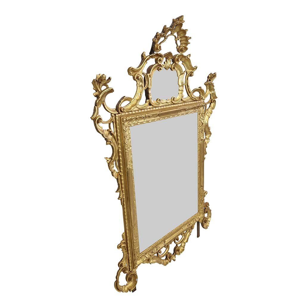 Large Louis XV Mirror In Carved And Gilded Wood, 1940s photo vintage