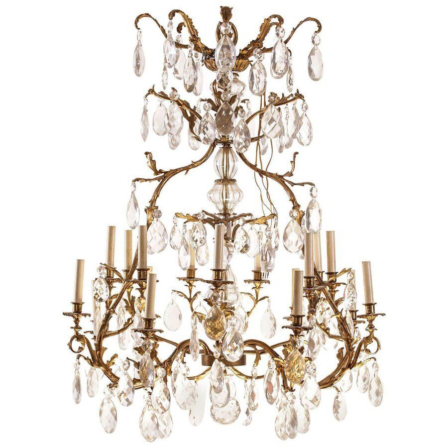 French Gilt Bronze And Cut Glass 14 Light Chandelier, 19th Century