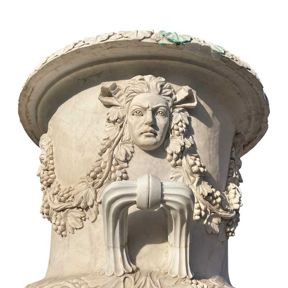 Large White Marble Garden Vases, 1980s, Set Of 2 photo furniture