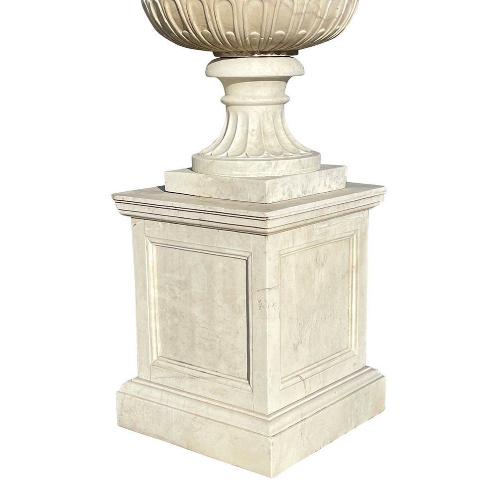 photo for sale Large White Marble Garden Vases, 1980s, Set Of 2