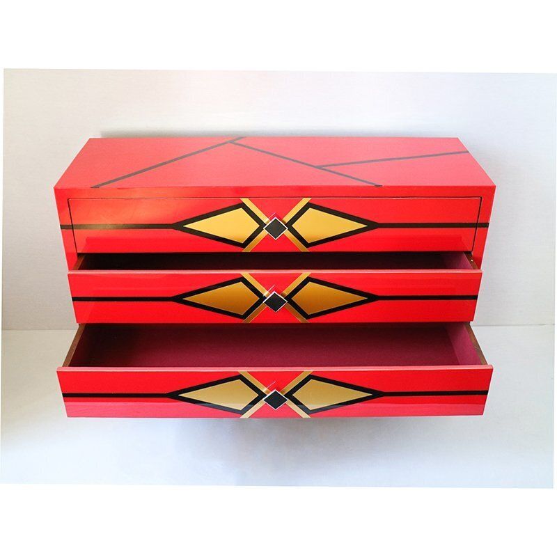Chest Of Drawers With Geometric Pattern, 1980s photo vintage
