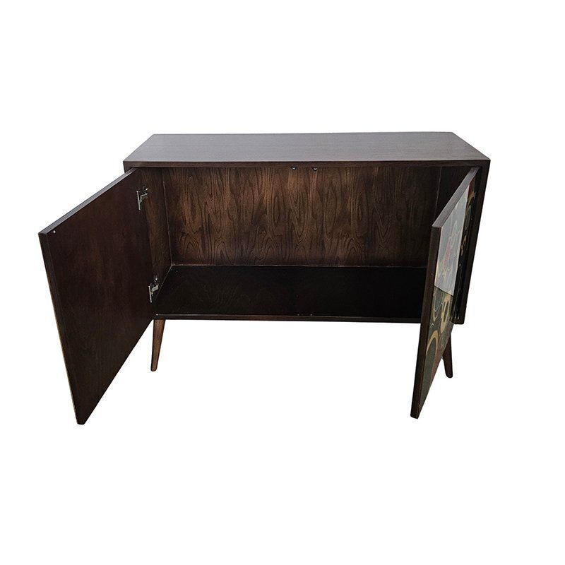 Two Door Sideboard In Wood And Glass, 1980s photo Furniture