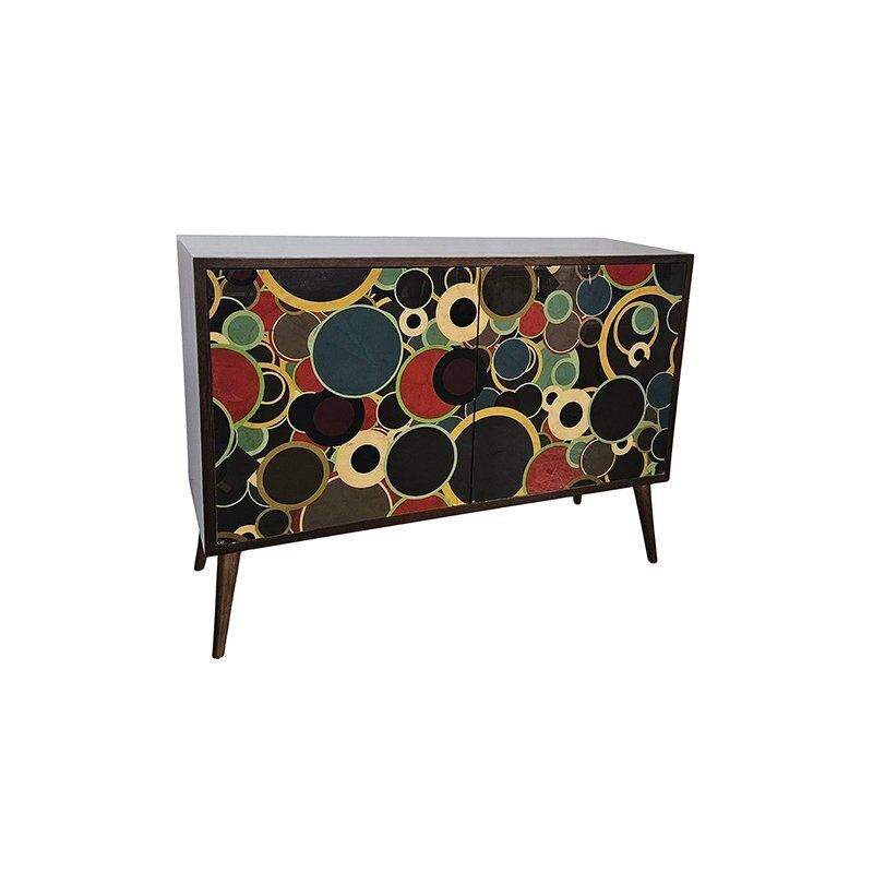 Two Door Sideboard In Wood And Glass, 1980s photo vinterior