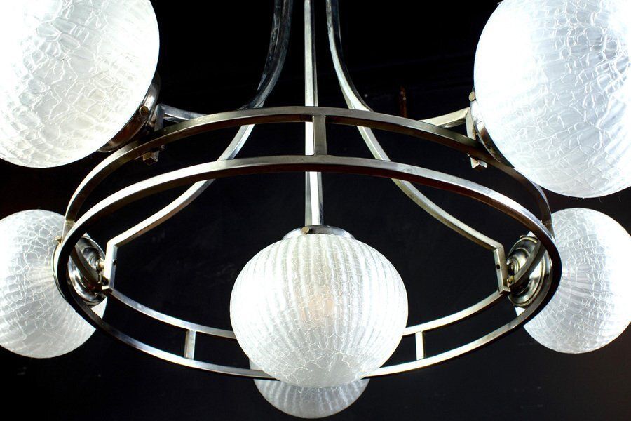 Chrome And Murano Glass Chandelier By Gino Sarfatti, 1960s photo for sale