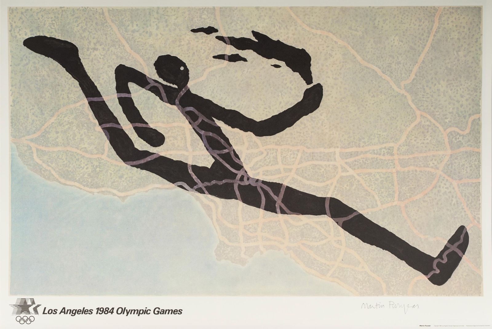 Martin Puryear Hand Signed 1984 Los Angeles Olympics Poster