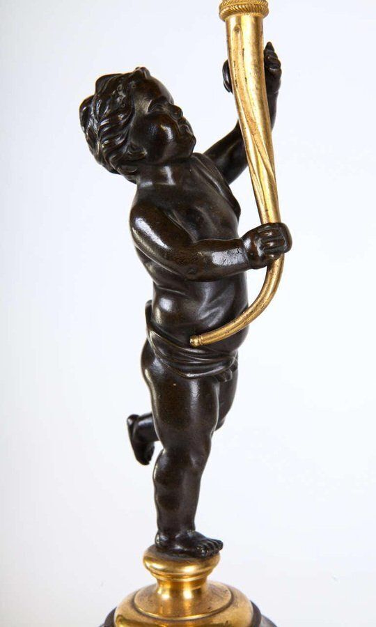 18th Century French Bronze And Gilt Bronze Candelabras, Set Of 2 photo for sale