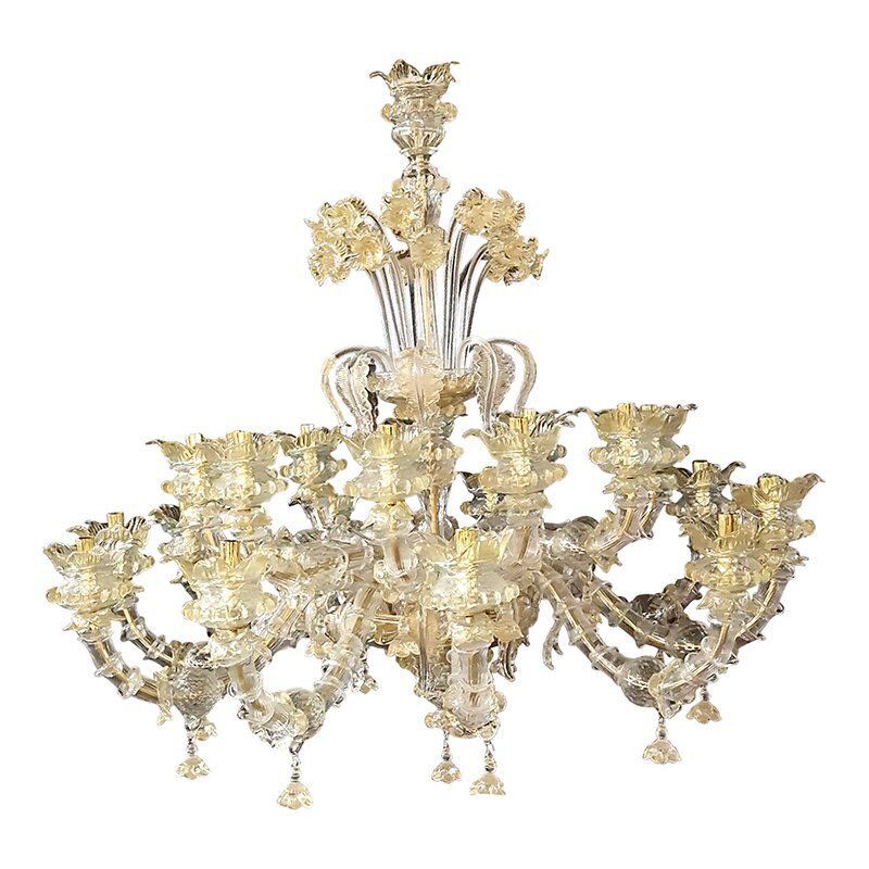 Murano Glass Chandelier In Gold Crystal In The Style Of Rezzonico, 1930s photo furniture