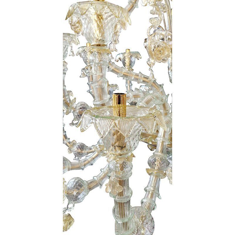 Murano Glass Chandelier In Gold Crystal In The Style Of Rezzonico, 1930s photo Lighting