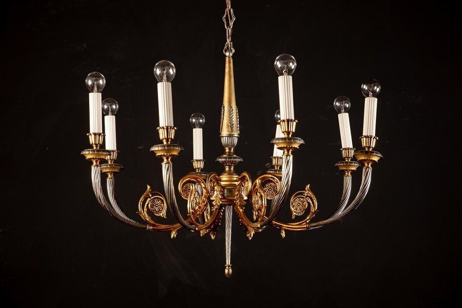 Italian Brass And Chrome Chandelier, 1950s photo furniture