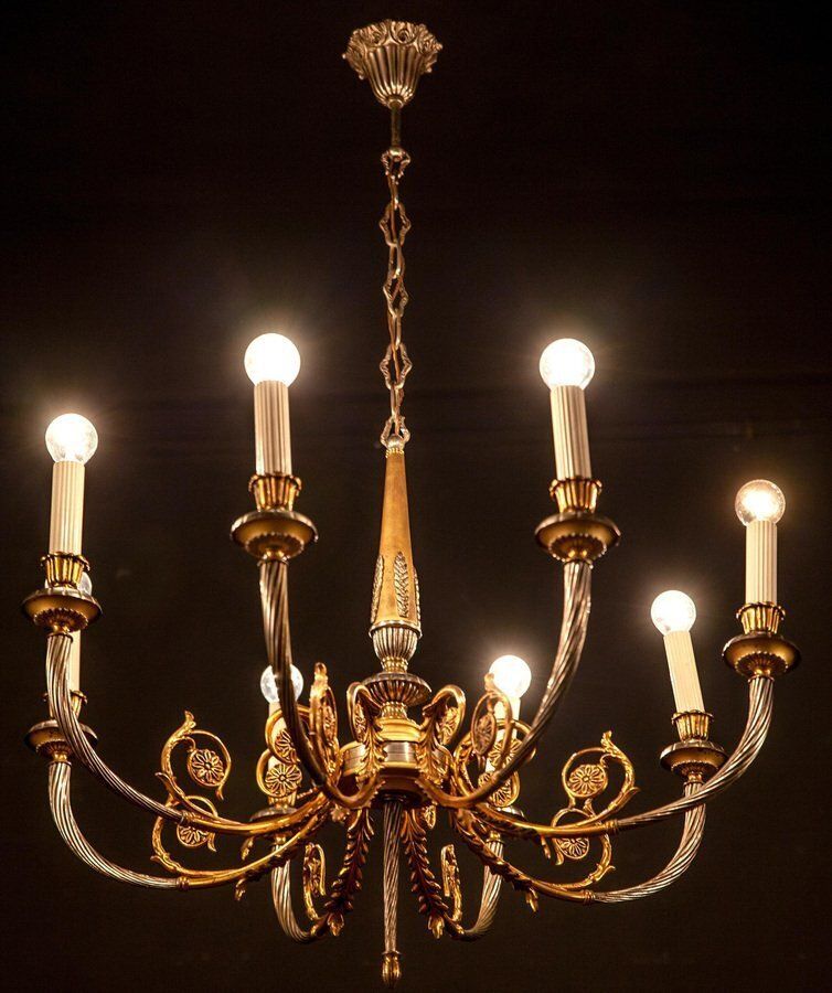 Italian Brass And Chrome Chandelier, 1950s photo 4016.0