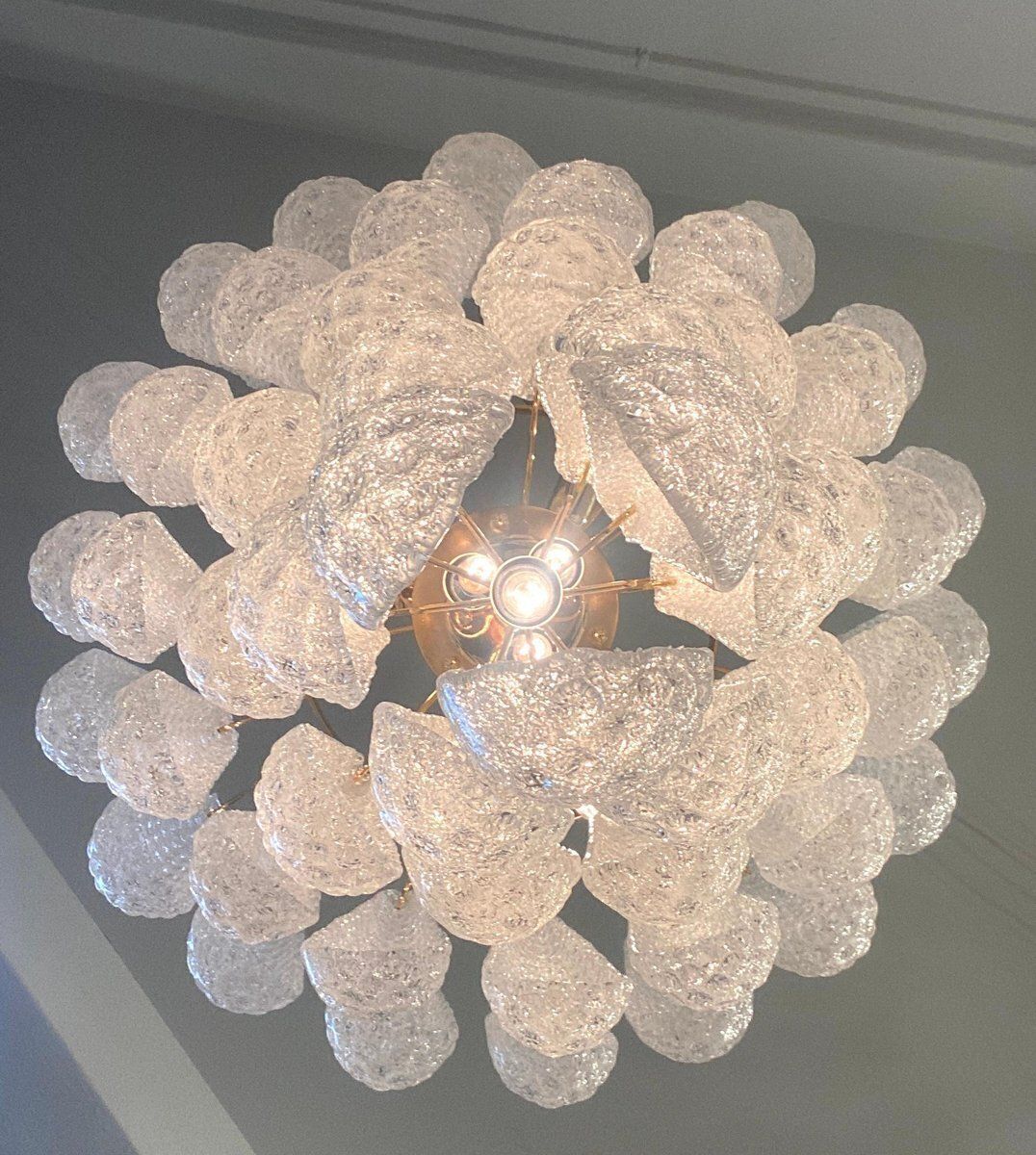 6177.0 Italian Modern Murano Chandelier With 52 Glass Petals Drop, 1970s photo
