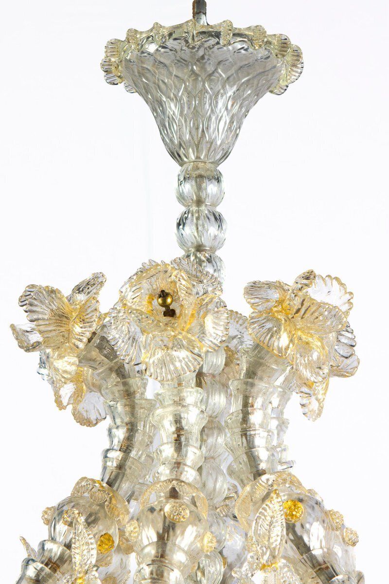 Murano Glass Chandelier Attributed To Barovier & Toso, 1940s photo for sale
