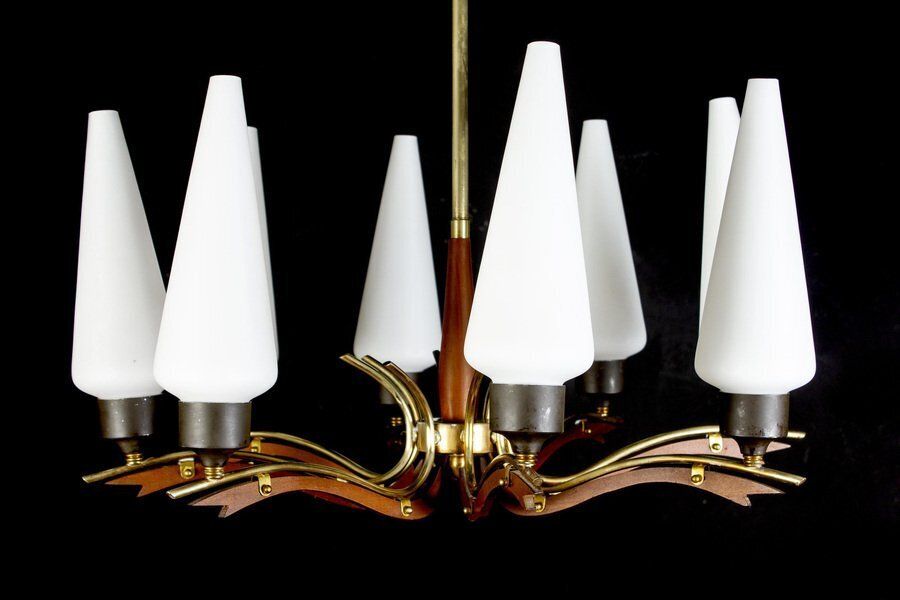 Mid Century Murano Glass Chandelier From Stilnovo, Italy, 1958 photo vinterior