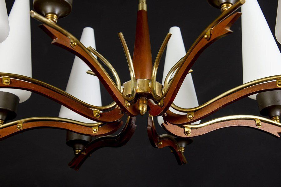 photo for sale Mid Century Murano Glass Chandelier From Stilnovo, Italy, 1958
