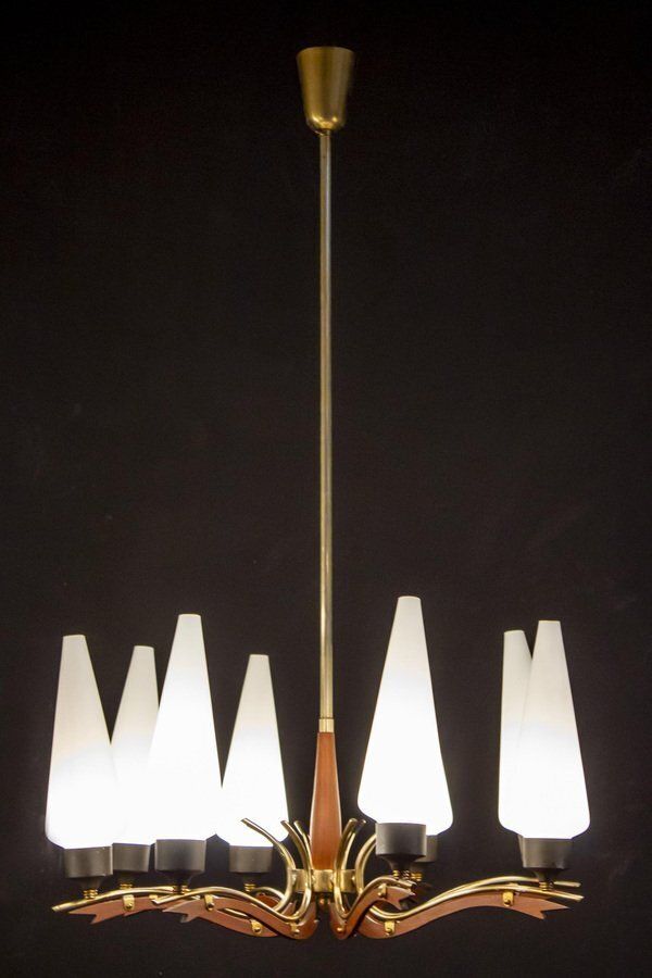 4016.0 Mid Century Murano Glass Chandelier From Stilnovo, Italy, 1958 photo