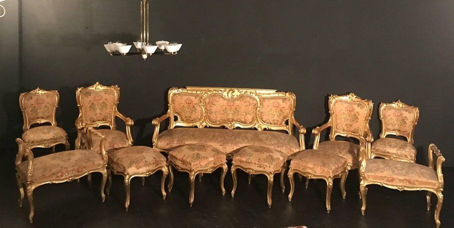 Giltwood Stools, Italy, 19th Century, Set Of 4 photo vintage