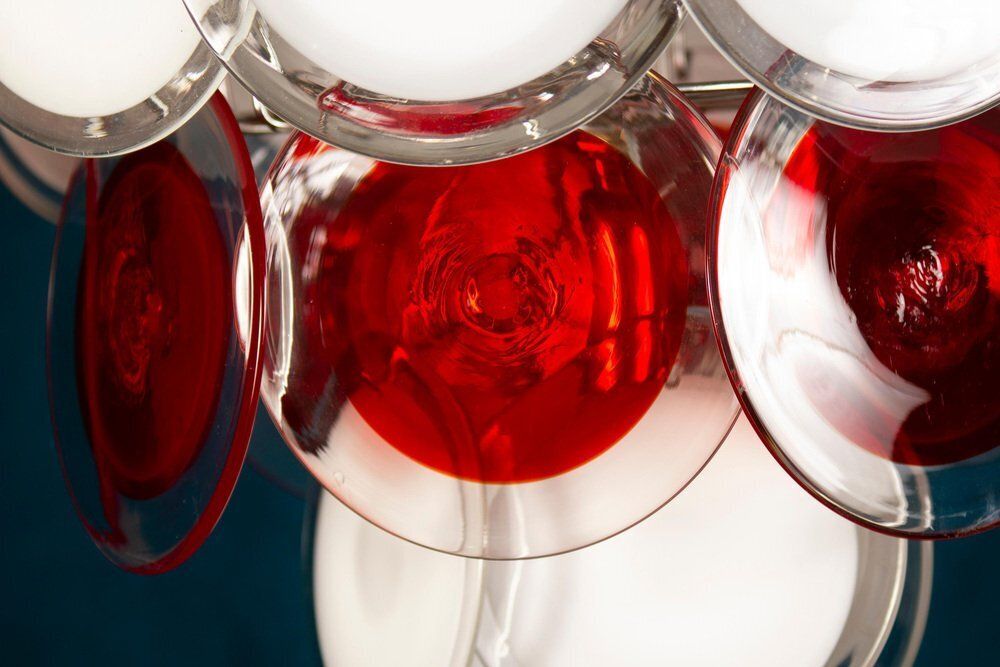 White And Red Murano Glass Disc Chandelier By Vistosi, 1970s photo vinterior