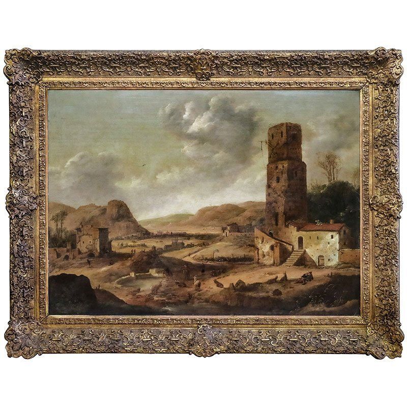 Daniel Van Heil, Landscape Of Upper Lazio, 1600s, Oil On Board