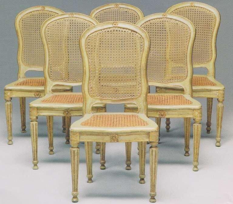 Italian 18th Century Painted And Parcel Gilt Chairs, Set Of 6 photo furniture