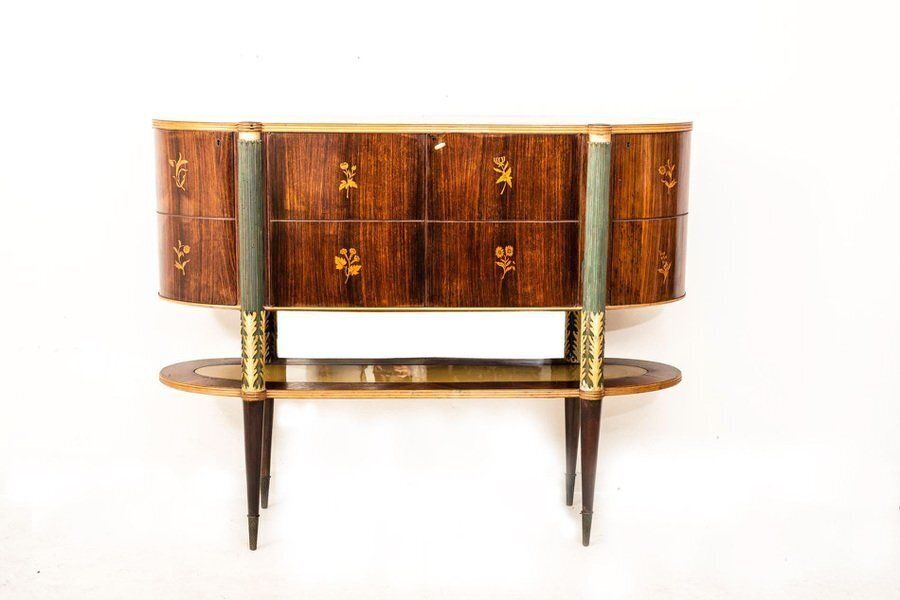 Mid Century Italian Dining Room Set With Table And Bar Cabinet, 1940 photo furniture