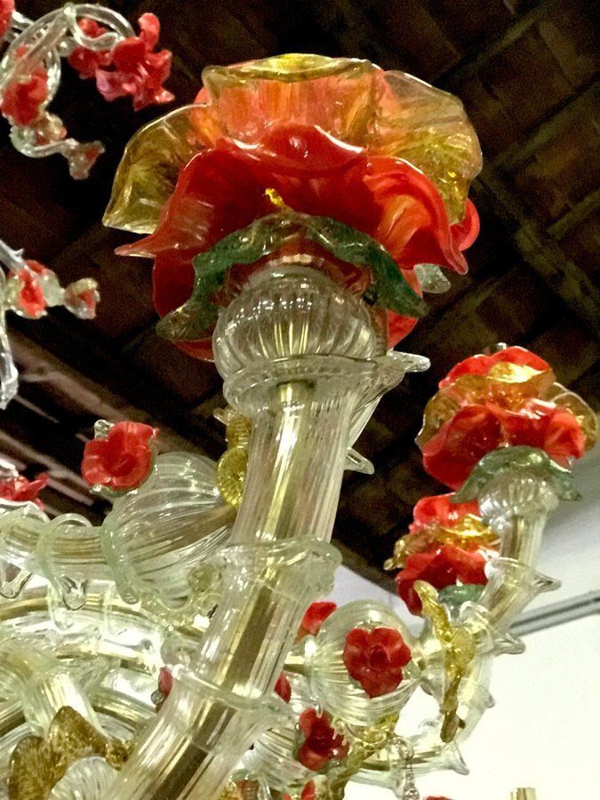 18238.0 Red And Gold Murano Glass Chandelier, 1980s photo