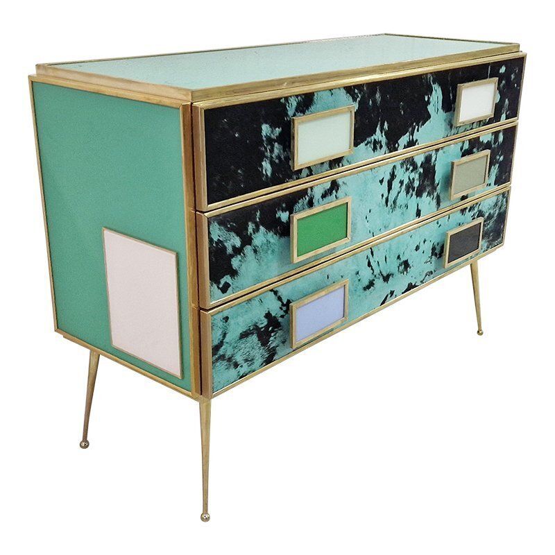 Three Drawer Glass Dresser, 1990s photo for sale