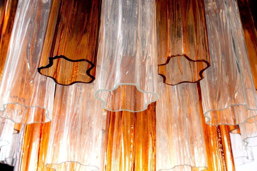 photo furniture Gold And Clear Murano Glass Tronchi Chandelier, 1970s