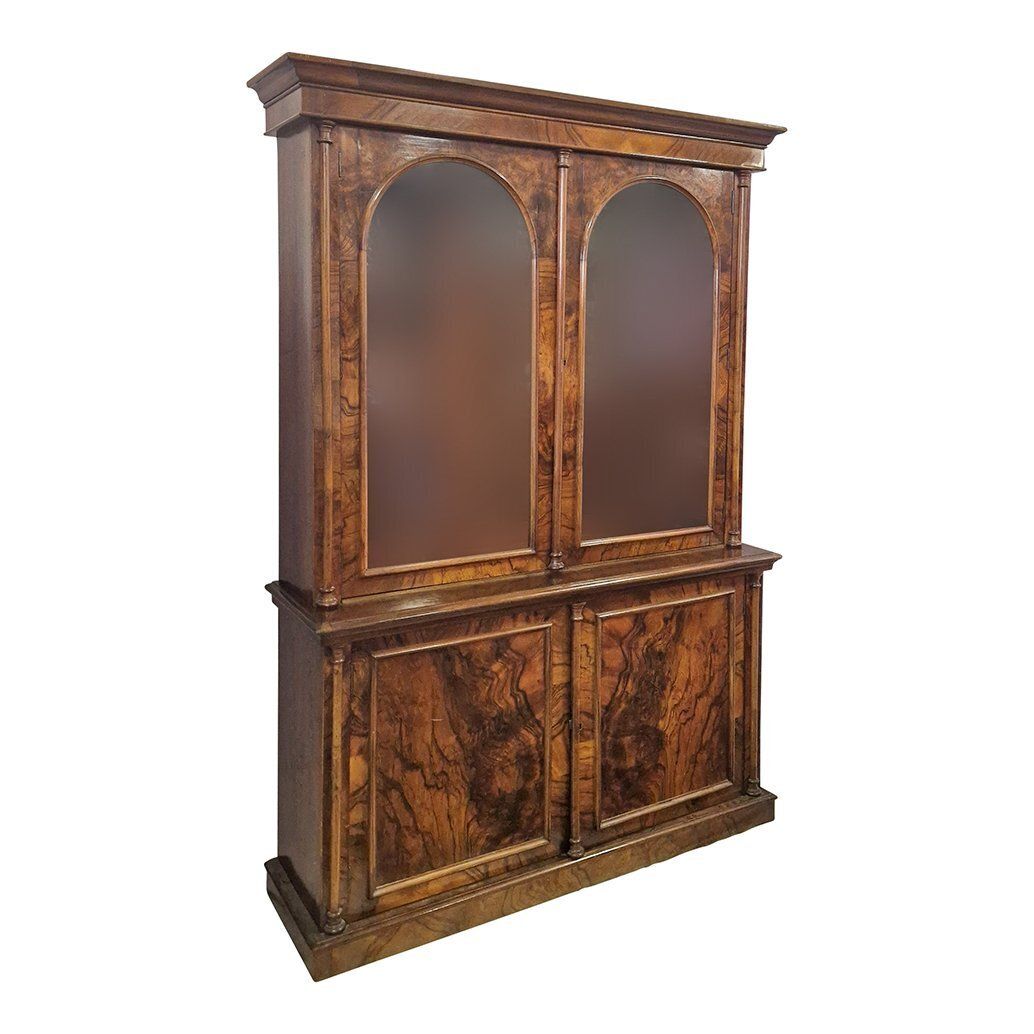 Victorian Double Body Display Cabinet In Walnut, 1890s photo 3918.0