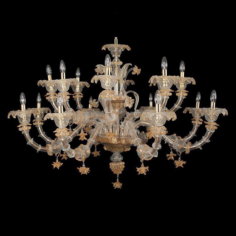 Rezzonico Chandelier In Crystal And Gold Murano Glass, 1950s photo furniture