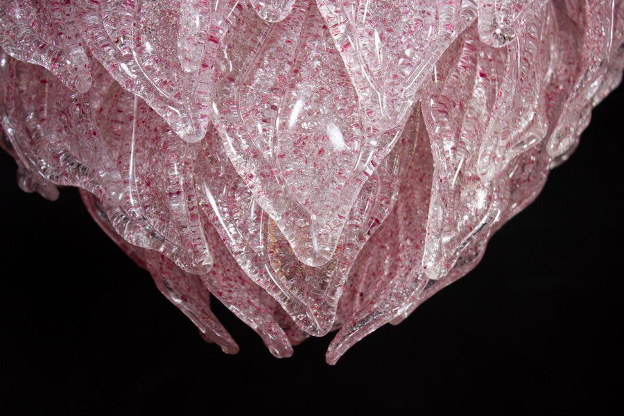 photo furniture Pink Murano Glass Polar Chandeliers, Italy, 1970s, Set Of 2