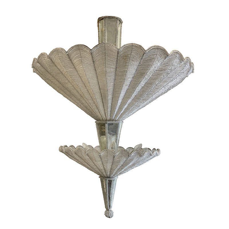Chandelier With Two Fans In Murano Glass Beads, 1950s