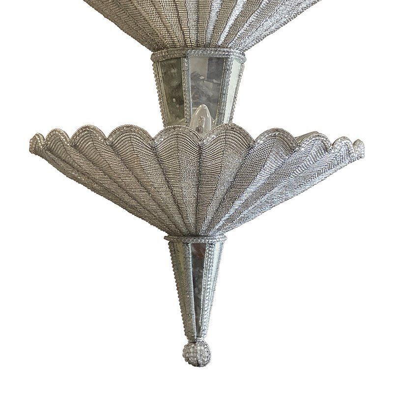 Chandelier With Two Fans In Murano Glass Beads, 1950s photo furniture
