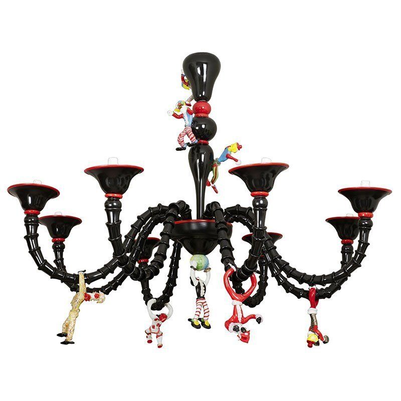 Murano Glass Chandelier With Carnival Characters, 1970s