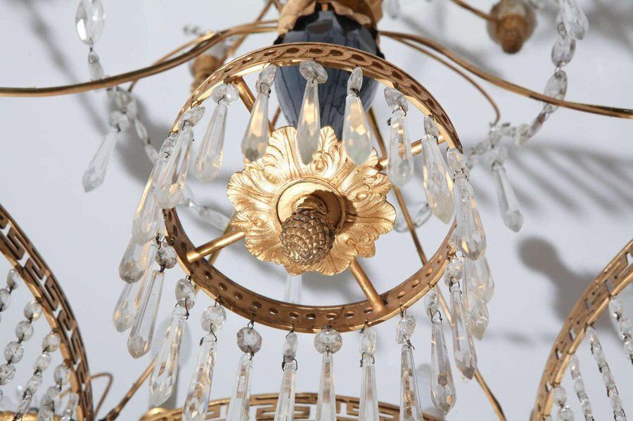 19th Century Neoclassical Baltic Crystal And Gilt Bronze Chandelier photo furniture