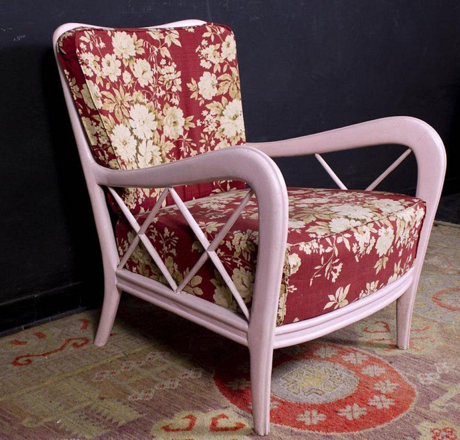 Mid Century Italian Pink Armchairs In The Style Of Paolo Buffa, 1950s photo Furniture
