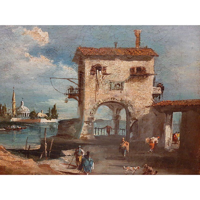 Anna Iduna Zehnder, Lake Landscape With Architecture, 1920s, Oil On Canvas, Framed photo for sale