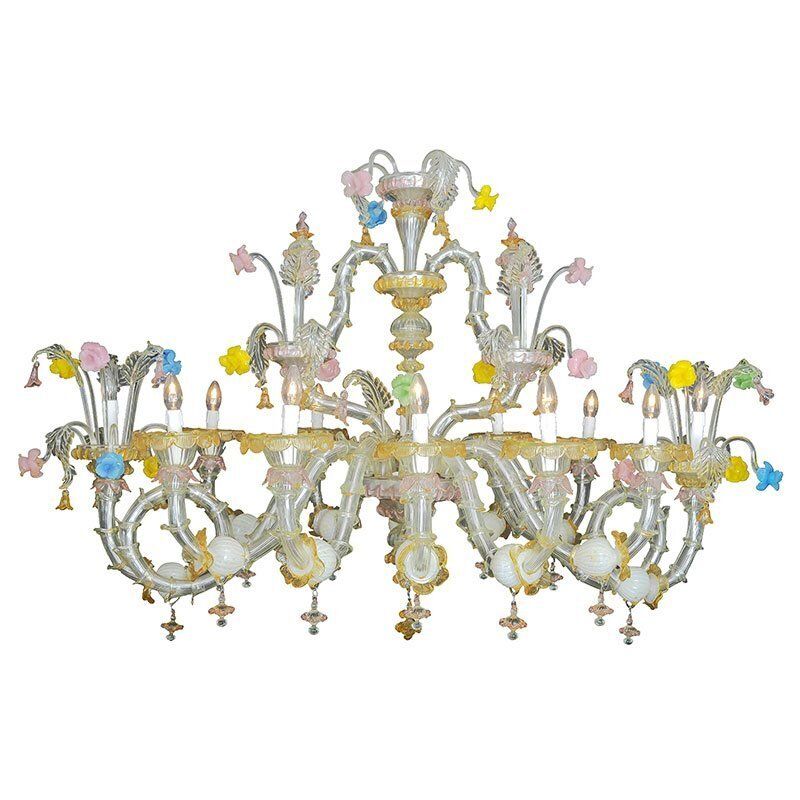 Rezzonico Style Murano Glass Chandelier, 1950s