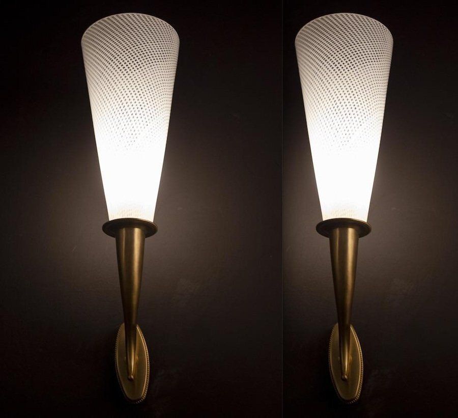 photo vinterior Reticello Sconces Or Wall Lights From Venini, 1940, Set Of 2