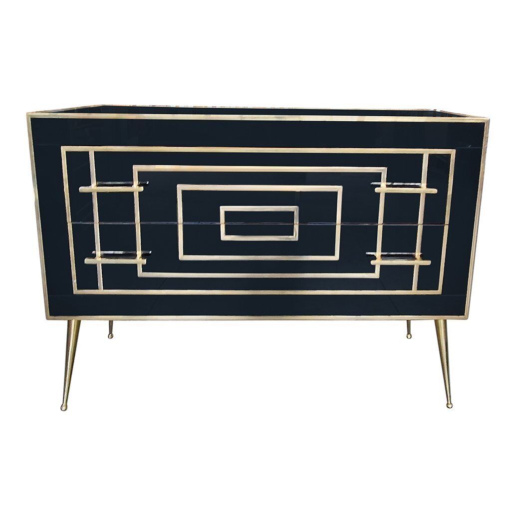 Dresser With Two Drawers In Black Murano Glass, 1980s photo furniture