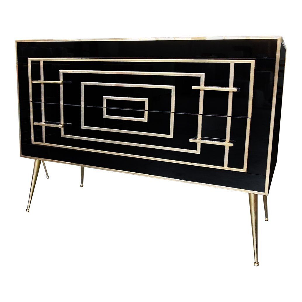 Dresser With Two Drawers In Black Murano Glass, 1980s photo Furniture
