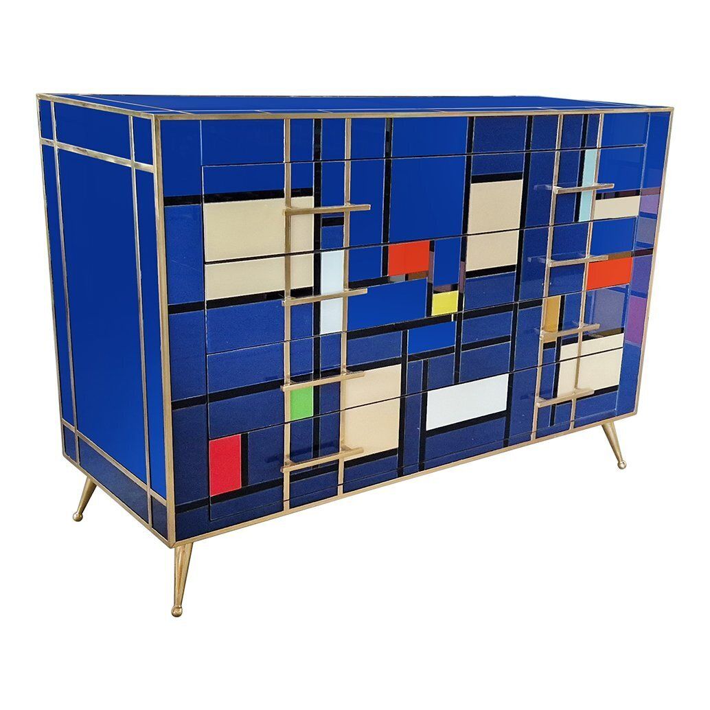 Dresser With Four Drawers In Blue Murano Glass, 1980s photo 5585.0