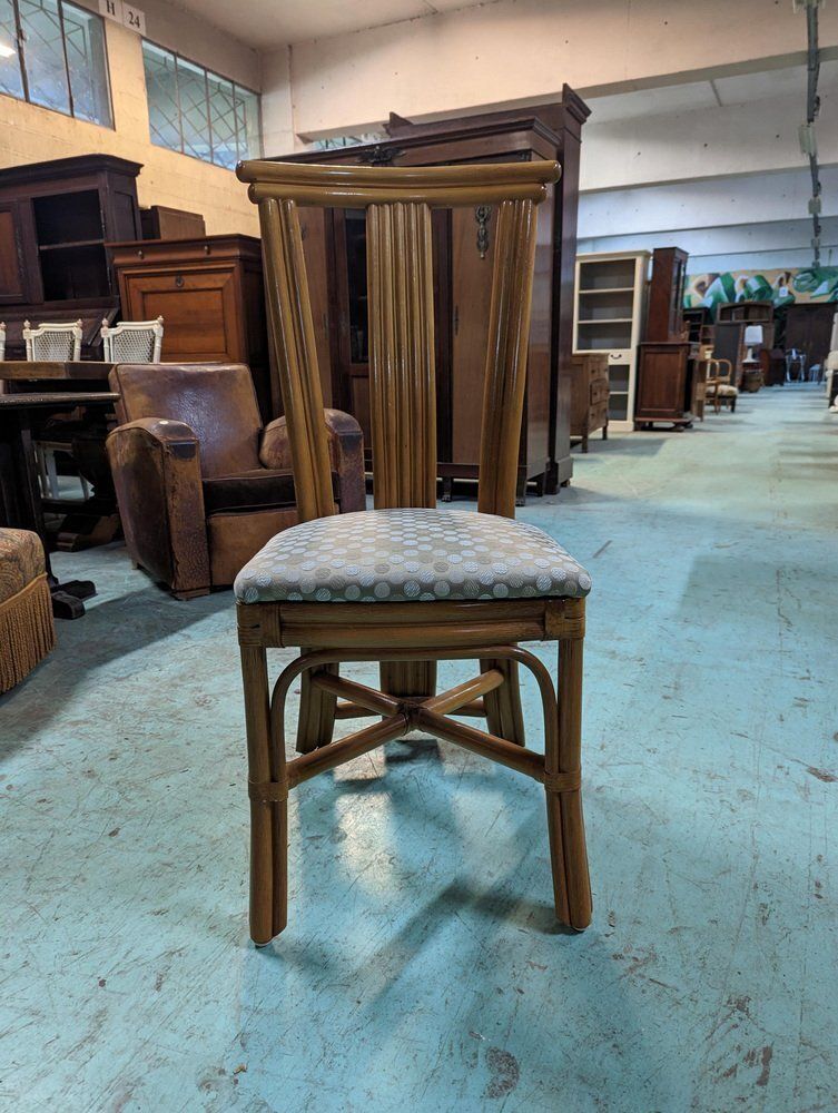 Dining Table & Chairs In Rattan And Oak Veneer, 1980s, Set Of 5 photo furniture